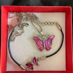 Parure bracelet + collier papillon 