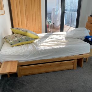 Low level wooden bed