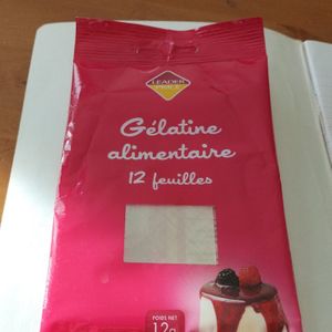 Gélatine alimentaire 12 feuille