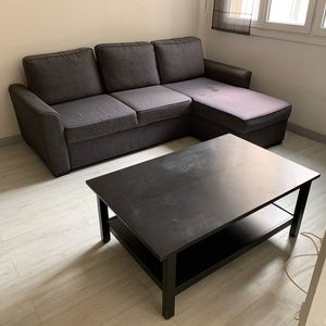 Canapé convertible, table basse, armoire, meuble