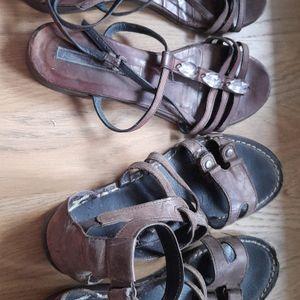 2 sandales cuir à réparer 37/38