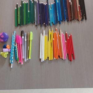 Crayon de couleur, guide doigt, gomme, stylo