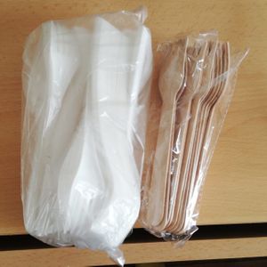 Fourchettes en plastique et en bois 
