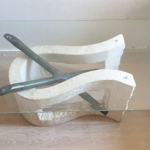 Table basse imitation marbre/bambou