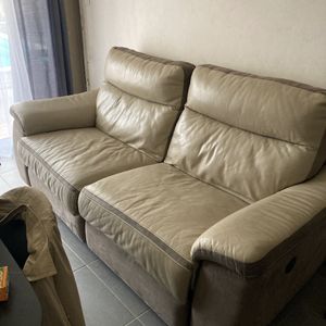 Canapé d’angle en cuir 6 places relax