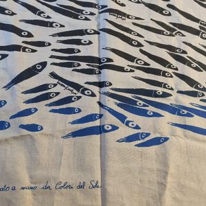 Tissu lin et coton imprimé poissons 
