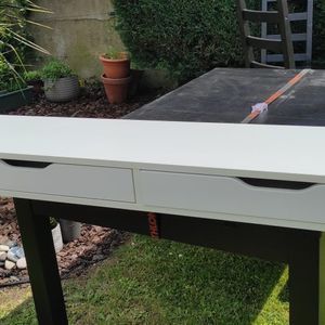 Console blanche 2 tiroirs 