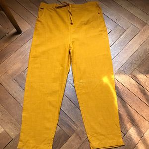 Pantalon lin/rayonne moutarde 42