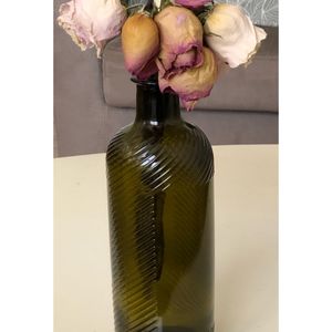 Vase/ bouteille et son bouquet de fleurs sechees
