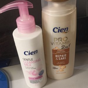 Démaquillant et shampoing entamés