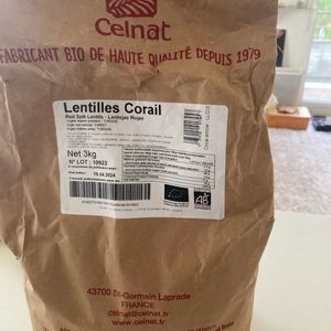 Légumineuses lentilles corail 3 kg 