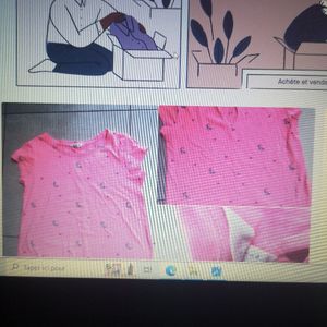 T-shirt rose fluo motifs sirène T. Xs