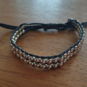 Bracelet ajustable perles grises