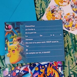 Carte d'invitation Pokemon x5