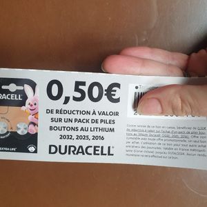 Bon coupon réduction piles Duracell