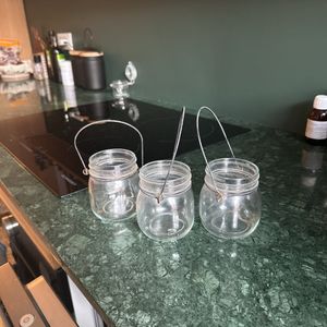 3 pots en verre à suspendre