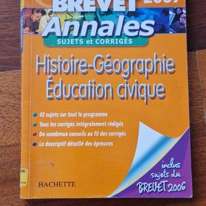 Livre Annales brevet 2007 Histoire Géographie 