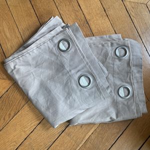 Jolis rideaux occultants lin/coton gris clair
