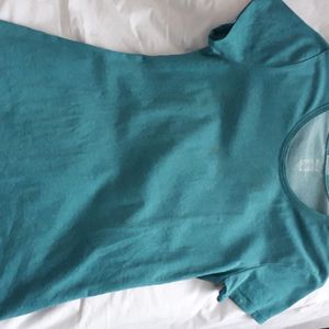 T-shirt vert / bleu turquoise