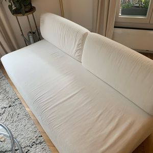 Canapé 3 modules en velours blanc - housse lavable