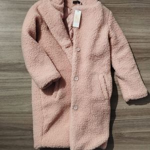 Manteau long style mouton rose taille S neuf