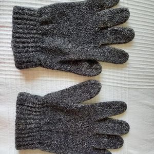 Paire gants gris maille chenille