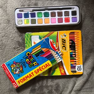 Aquarelle et crayons de couleurs 