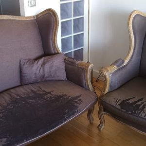 Canapé 2 places + fauteuil gris