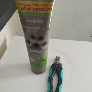 Shampoing et coupe-griffes chien