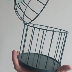 Petite cage bleu canard (bibelot)