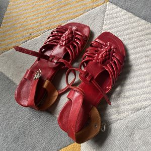 Sandales cuir rouge 39/40