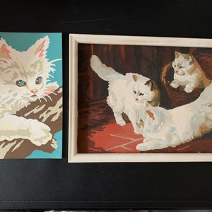 2 mini peintures de chat