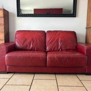 Canapé cuire rouge 