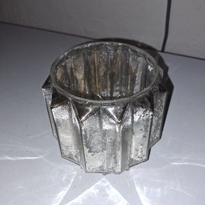 Vase cache-pot en verre argenté