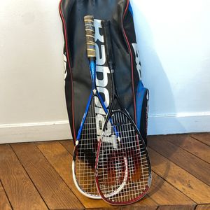 Sac et raquettes de squash 