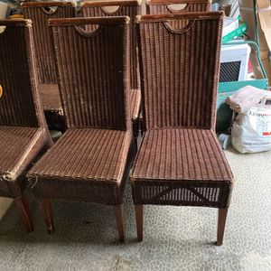 6 chaises bois et osier 