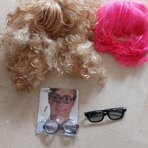 Donne perruques et lunettes pour déguisement 