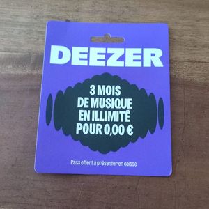 Carte 3 mois gratuit Deezer