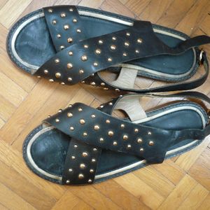 sandales noires plates 38