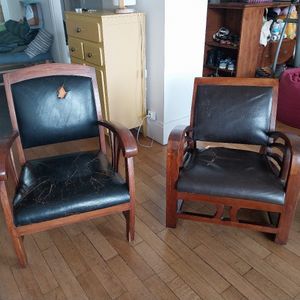 2 fauteuils cuir art déco
