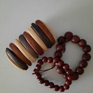 Lot bracelets en bois