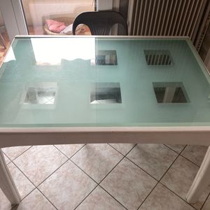 Table extensible verre et bois 