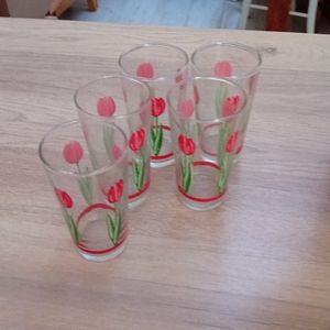 Lot 5 verres motif tulipe