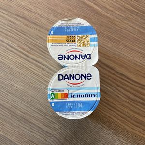 Deux pots de yaourt nature Danone