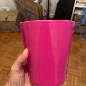 Vase rose pour plantes 