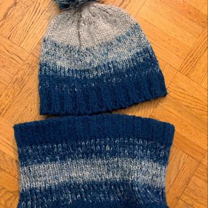 Bonnet et snood bleu 