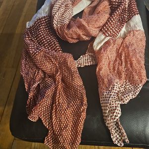 Echarpe soie ecrue et marron