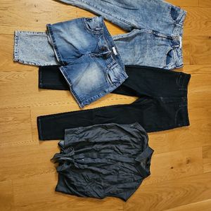 Lot de 2 jeans, 1 short et 1 chemise taille 38