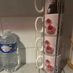 Lots 4 verres avec support 