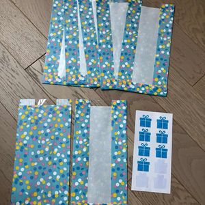 Lot 7 sachets anniversaire pour bonbons + stickers